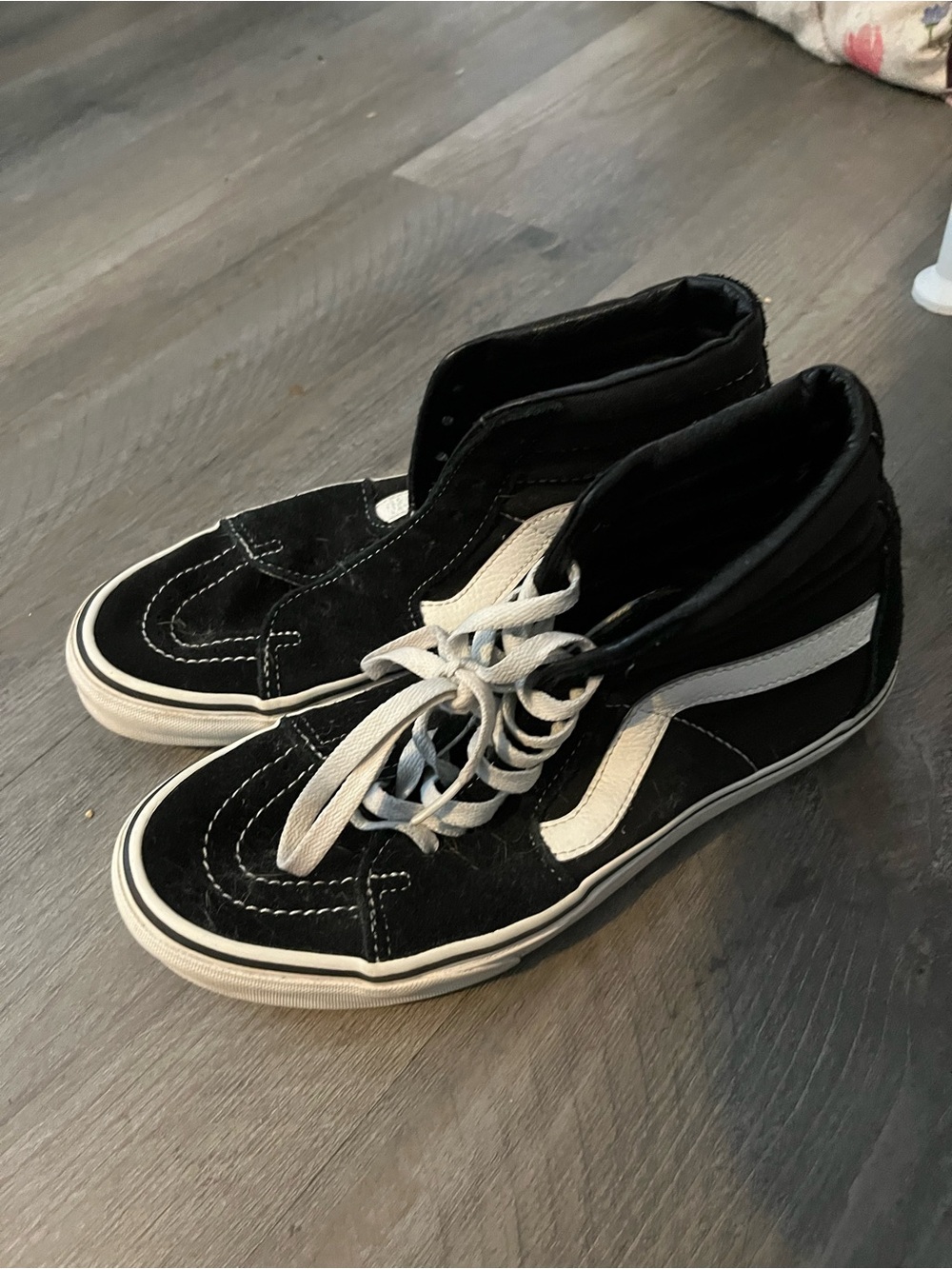 Vans Black and White High-Top Skate Sneakers